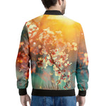 Sunrise Japanese Cherry Blossom Print Men's Bomber Jacket
