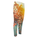 Sunrise Japanese Cherry Blossom Print Men's Compression Pants