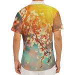 Sunrise Japanese Cherry Blossom Print Men's Deep V-Neck Shirt