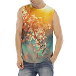 Sunrise Japanese Cherry Blossom Print Men's Fitness Tank Top