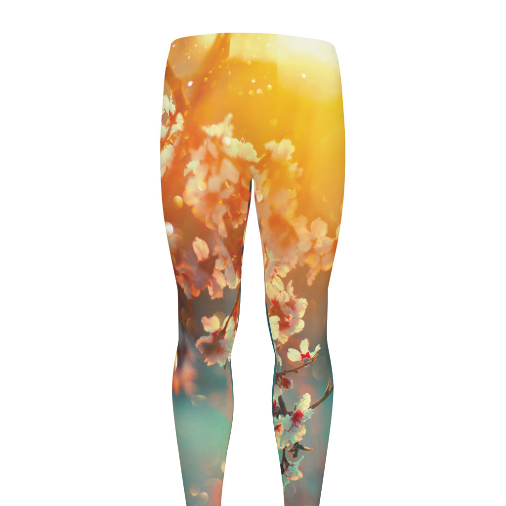 Sunrise Japanese Cherry Blossom Print Men's leggings