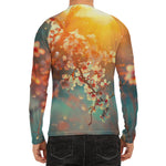 Sunrise Japanese Cherry Blossom Print Men's Long Sleeve Rash Guard