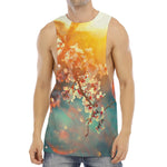 Sunrise Japanese Cherry Blossom Print Men's Muscle Tank Top