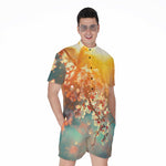 Sunrise Japanese Cherry Blossom Print Men's Rompers