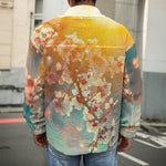 Sunrise Japanese Cherry Blossom Print Men's Shirt Jacket