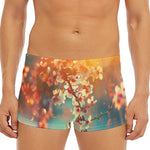 Sunrise Japanese Cherry Blossom Print Men's Short Boxer Briefs