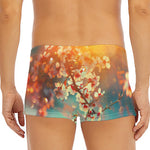 Sunrise Japanese Cherry Blossom Print Men's Short Boxer Briefs