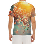 Sunrise Japanese Cherry Blossom Print Men's Short Sleeve Rash Guard