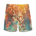 Sunrise Japanese Cherry Blossom Print Men's Athletic Shorts