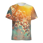 Sunrise Japanese Cherry Blossom Print Men's Sports T-Shirt