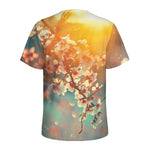 Sunrise Japanese Cherry Blossom Print Men's Sports T-Shirt