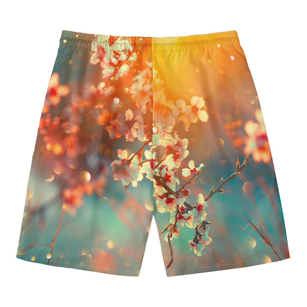 Sunrise Japanese Cherry Blossom Print Men's Swim Trunks