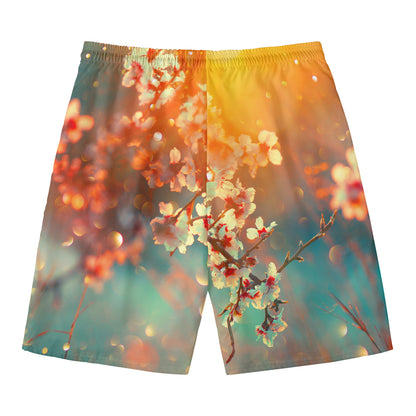 Sunrise Japanese Cherry Blossom Print Men's Swim Trunks