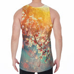 Sunrise Japanese Cherry Blossom Print Men's Velvet Tank Top