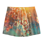 Sunrise Japanese Cherry Blossom Print Mesh Shorts