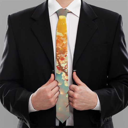Sunrise Japanese Cherry Blossom Print Necktie