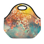 Sunrise Japanese Cherry Blossom Print Neoprene Lunch Bag