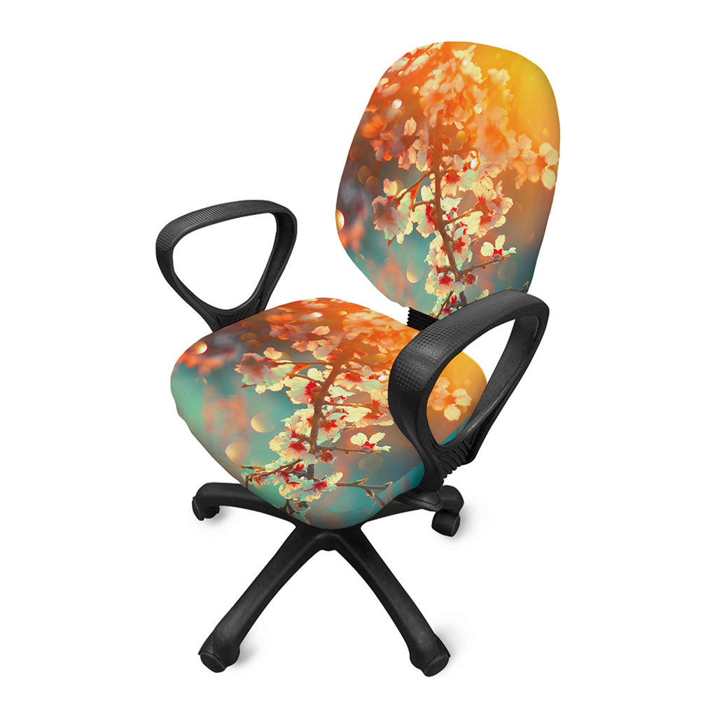 Sunrise Japanese Cherry Blossom Print Office Chair Cover