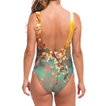 Sunrise Japanese Cherry Blossom Print One Piece Swimsuit