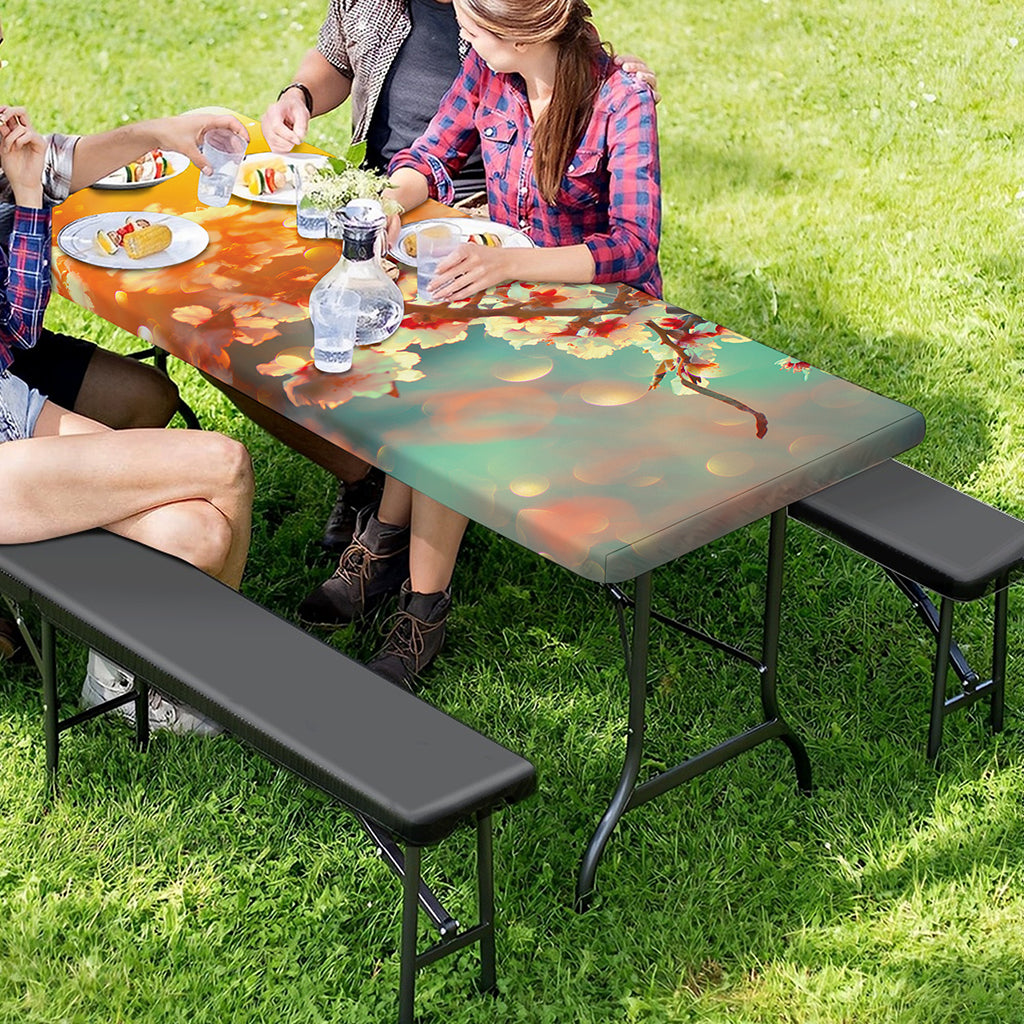 Sunrise Japanese Cherry Blossom Print Picnic Table Cover