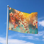 Sunrise Japanese Cherry Blossom Print Polyester Flag