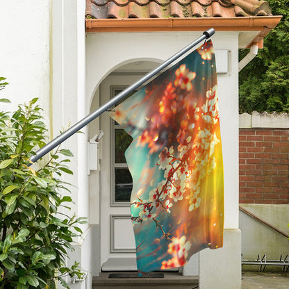 Sunrise Japanese Cherry Blossom Print Polyester Flag