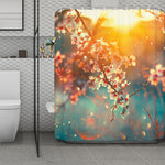 Sunrise Japanese Cherry Blossom Print Polyester Shower Curtain
