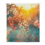 Sunrise Japanese Cherry Blossom Print Polyester Shower Curtain