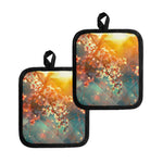 Sunrise Japanese Cherry Blossom Print Pot Holders