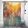 Sunrise Japanese Cherry Blossom Print Premium Shower Curtain