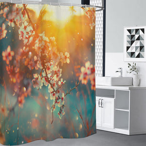 Sunrise Japanese Cherry Blossom Print Premium Shower Curtain