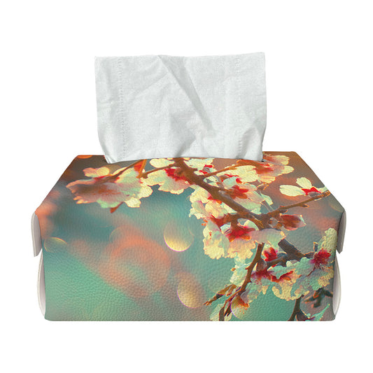 Sunrise Japanese Cherry Blossom Print Rectangle Tissue Box Cover