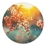 Sunrise Japanese Cherry Blossom Print Round Blanket