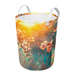Sunrise Japanese Cherry Blossom Print Round Laundry Basket