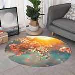 Sunrise Japanese Cherry Blossom Print Round Rug