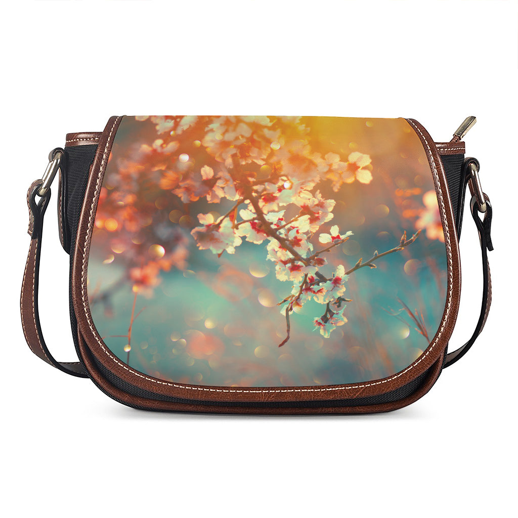 Sunrise Japanese Cherry Blossom Print Saddle Bag