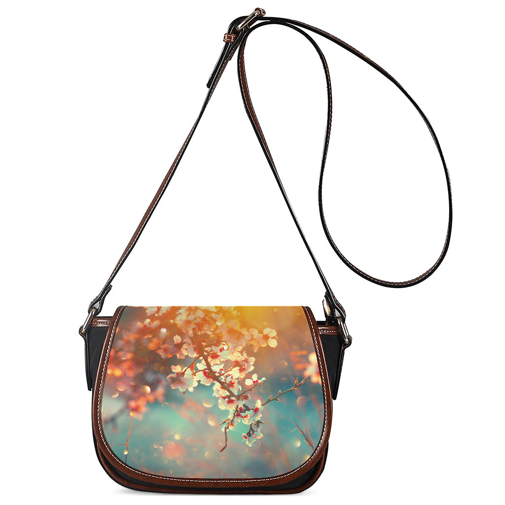 Sunrise Japanese Cherry Blossom Print Saddle Bag