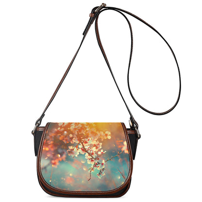 Sunrise Japanese Cherry Blossom Print Saddle Bag