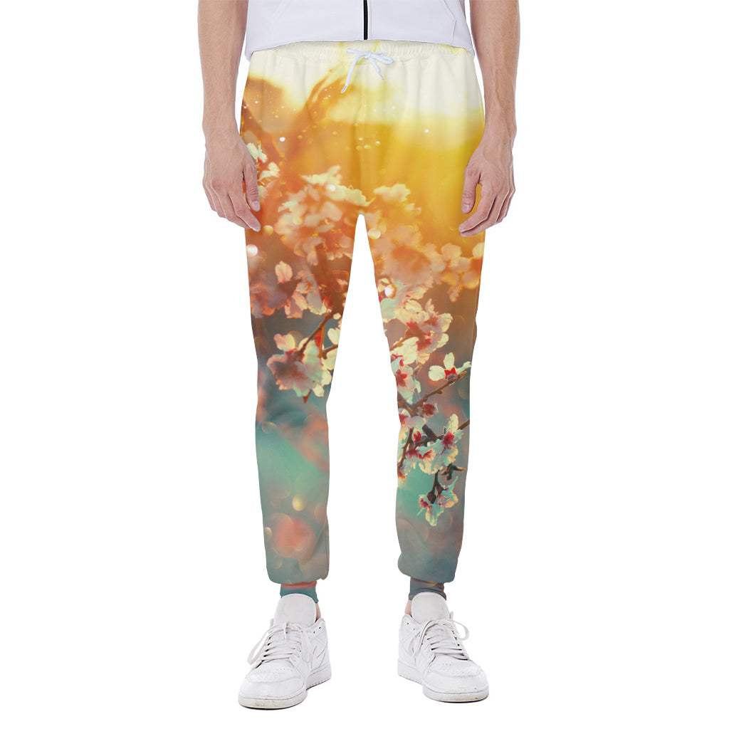 Sunrise Japanese Cherry Blossom Print Scuba Joggers