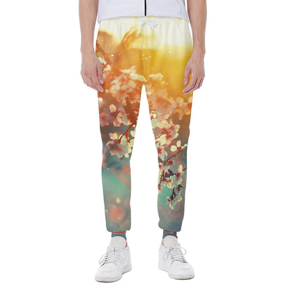 Sunrise Japanese Cherry Blossom Print Scuba Joggers