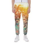 Sunrise Japanese Cherry Blossom Print Scuba Joggers