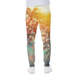 Sunrise Japanese Cherry Blossom Print Scuba Joggers