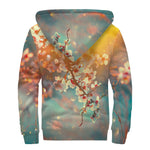 Sunrise Japanese Cherry Blossom Print Sherpa Lined Zip Up Hoodie