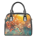 Sunrise Japanese Cherry Blossom Print Shoulder Handbag
