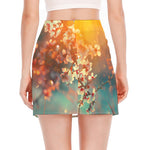 Sunrise Japanese Cherry Blossom Print Side Slit Mini Skirt