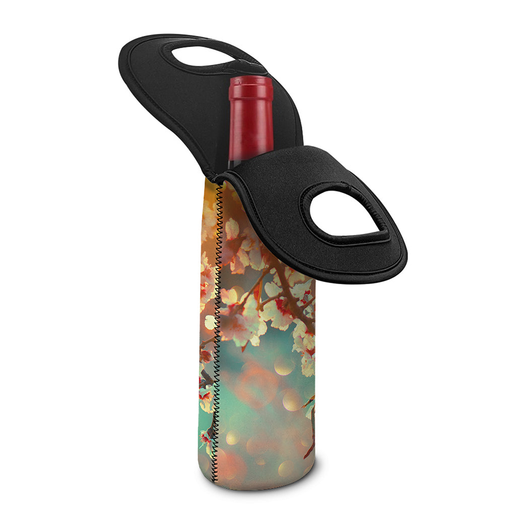 Sunrise Japanese Cherry Blossom Print Single Neoprene Wine Tote