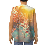 Sunrise Japanese Cherry Blossom Print Sleeveless Baseball Jersey