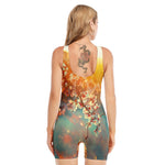 Sunrise Japanese Cherry Blossom Print Sleeveless One Piece Swimsuit