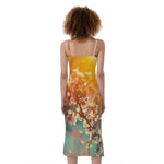 Sunrise Japanese Cherry Blossom Print Slim Fit Midi Cami Dress