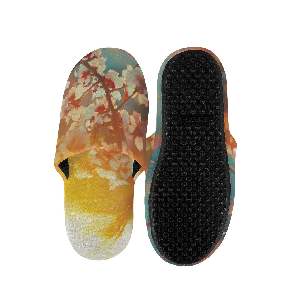 Sunrise Japanese Cherry Blossom Print Slippers